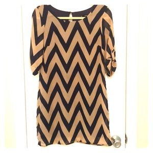 Navy/Tan Chevron Dress
